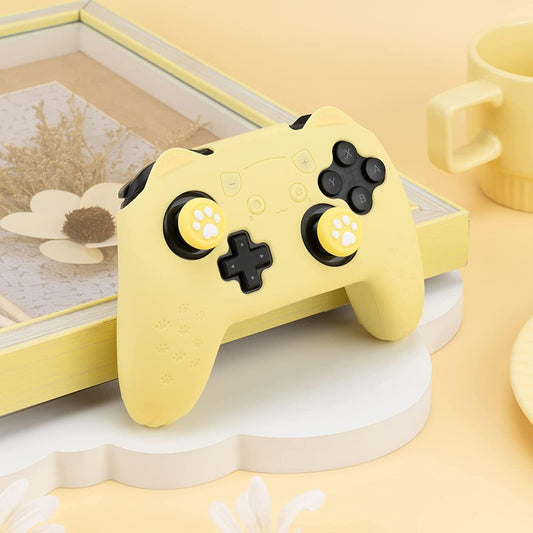 Nintendo Switch Pro Controller Gul Silikone Skin med Katteører