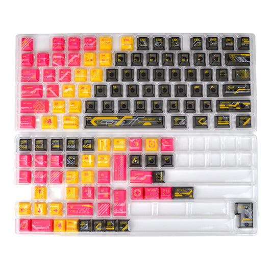 Cyberpunk Orange and Pink | Appaz keycap set | Danish, Norwegian, Swedish, and Finnish