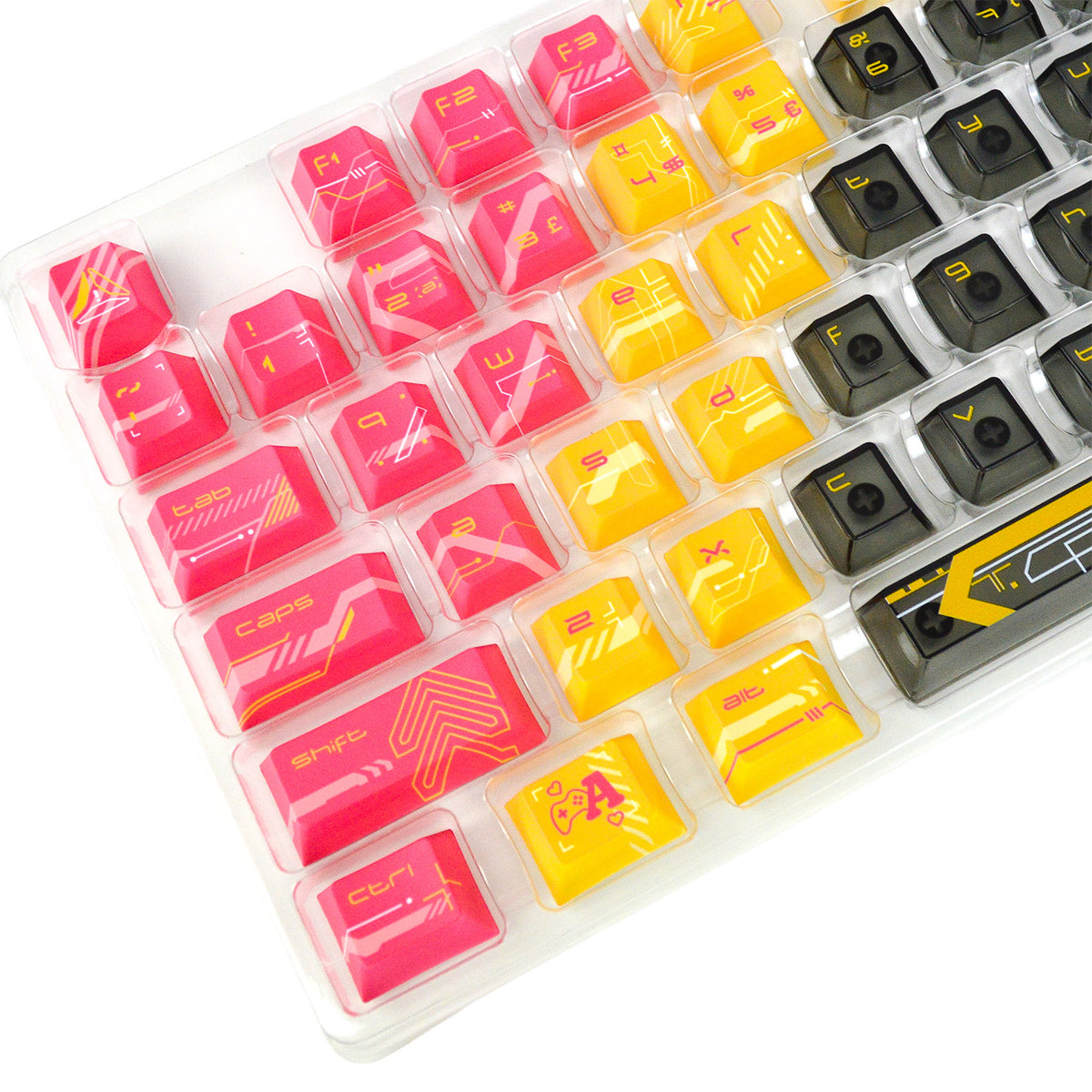 Cyberpunk Orange and Pink | Appaz keycap set | Danish, Norwegian, Swedish, and Finnish