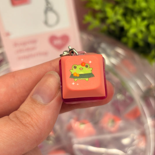 Rød keycap clicker fidget nøglering med lys