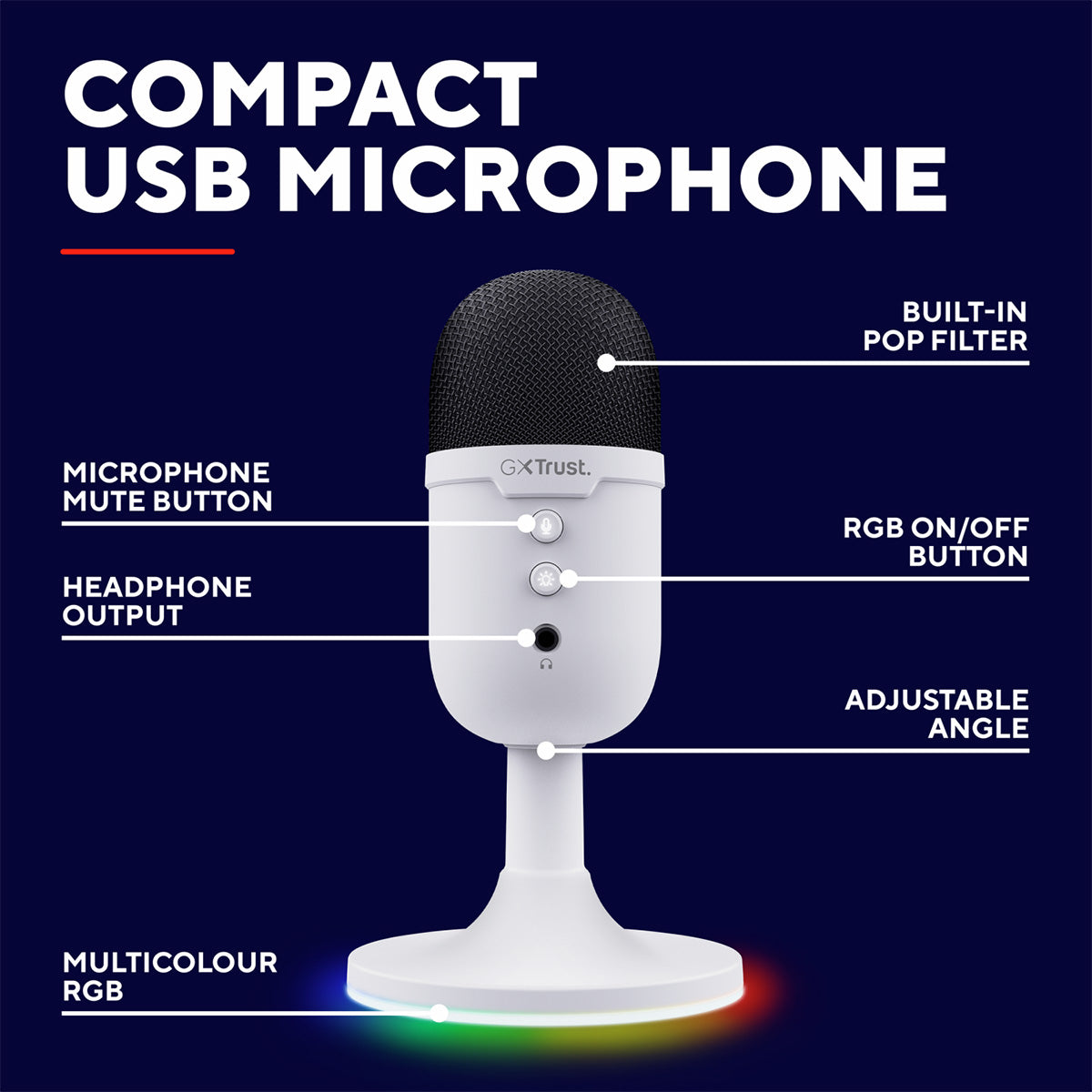 GXT 234W Yunix USB Gaming microphone - Hvid