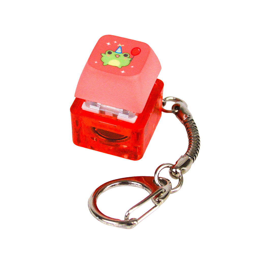 Rød keycap clicker fidget nøglering med lys