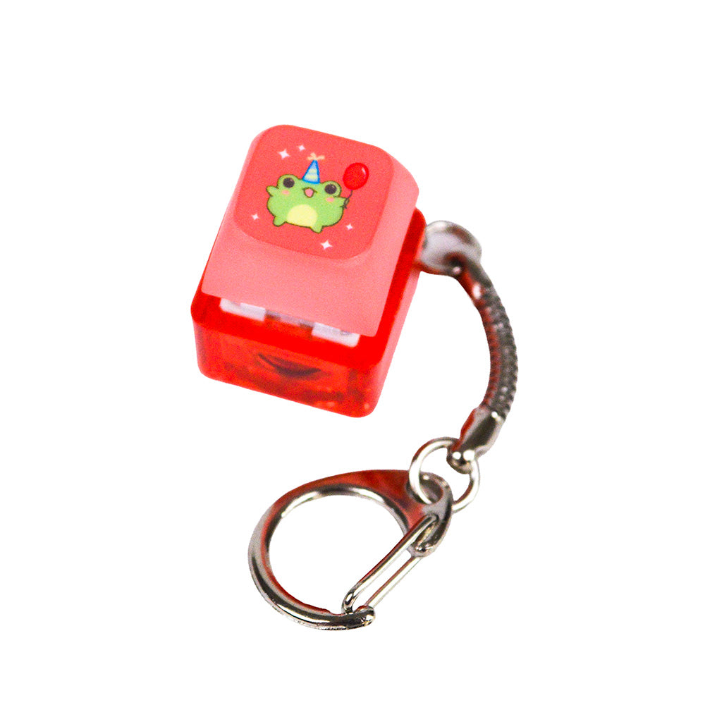 Rød keycap clicker fidget nøglering med lys