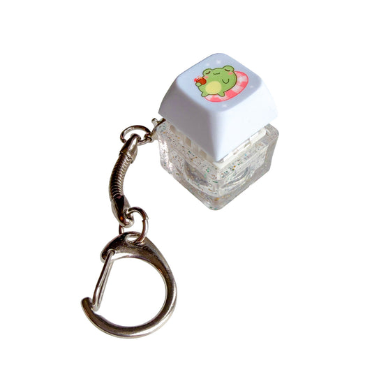Lyseblå keycap clicker fidget nøglering med lys