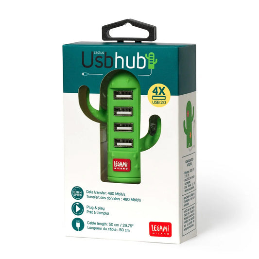 4-Port Mini USB Hub - Cactus