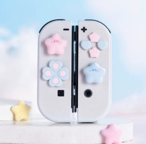 Pastel stjerner med mini button caps - 4 pak Thumb Grips til Nintendo Switch 1