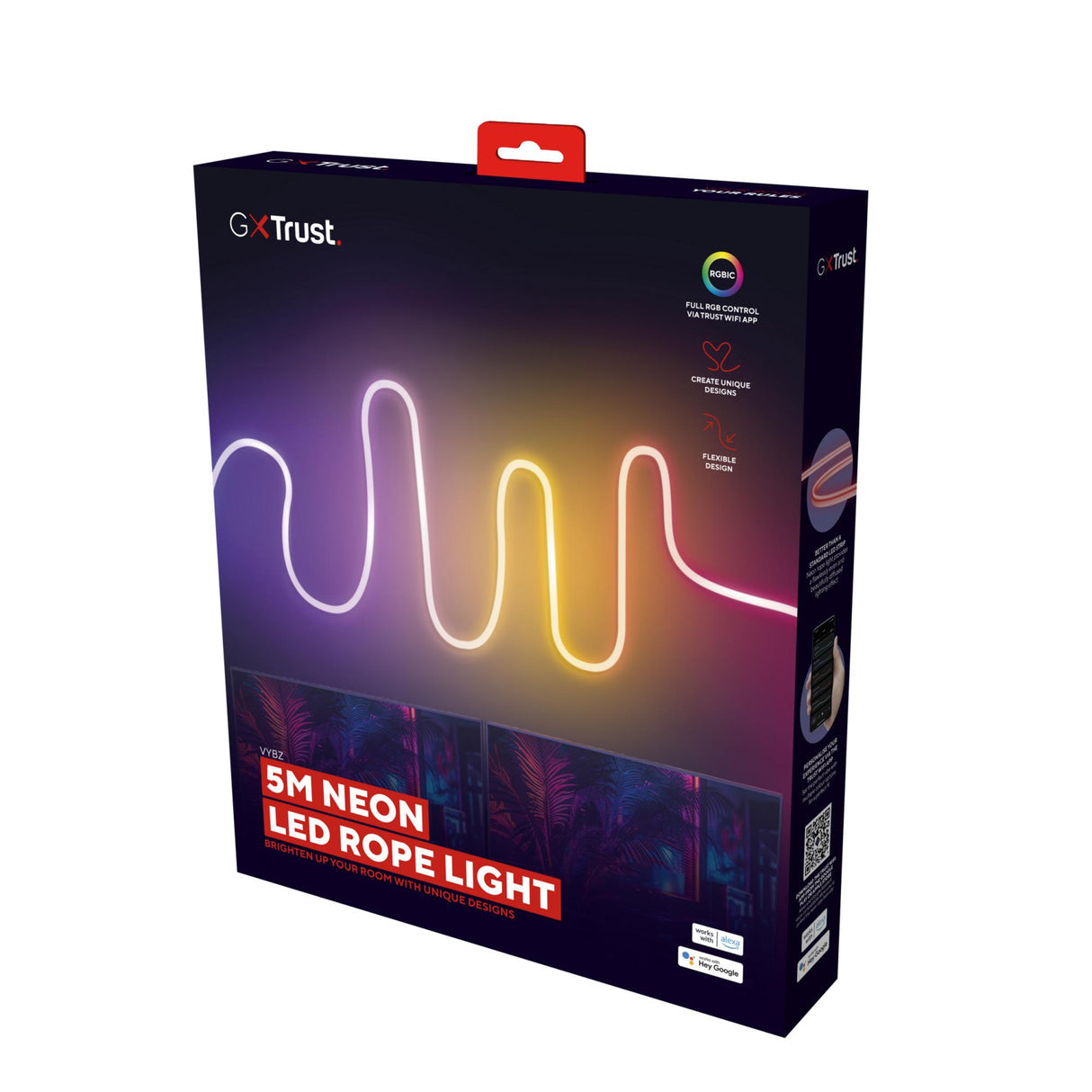 TRUST GXT 904 VYBZ Neon Rope Light – 5 m RGB LED