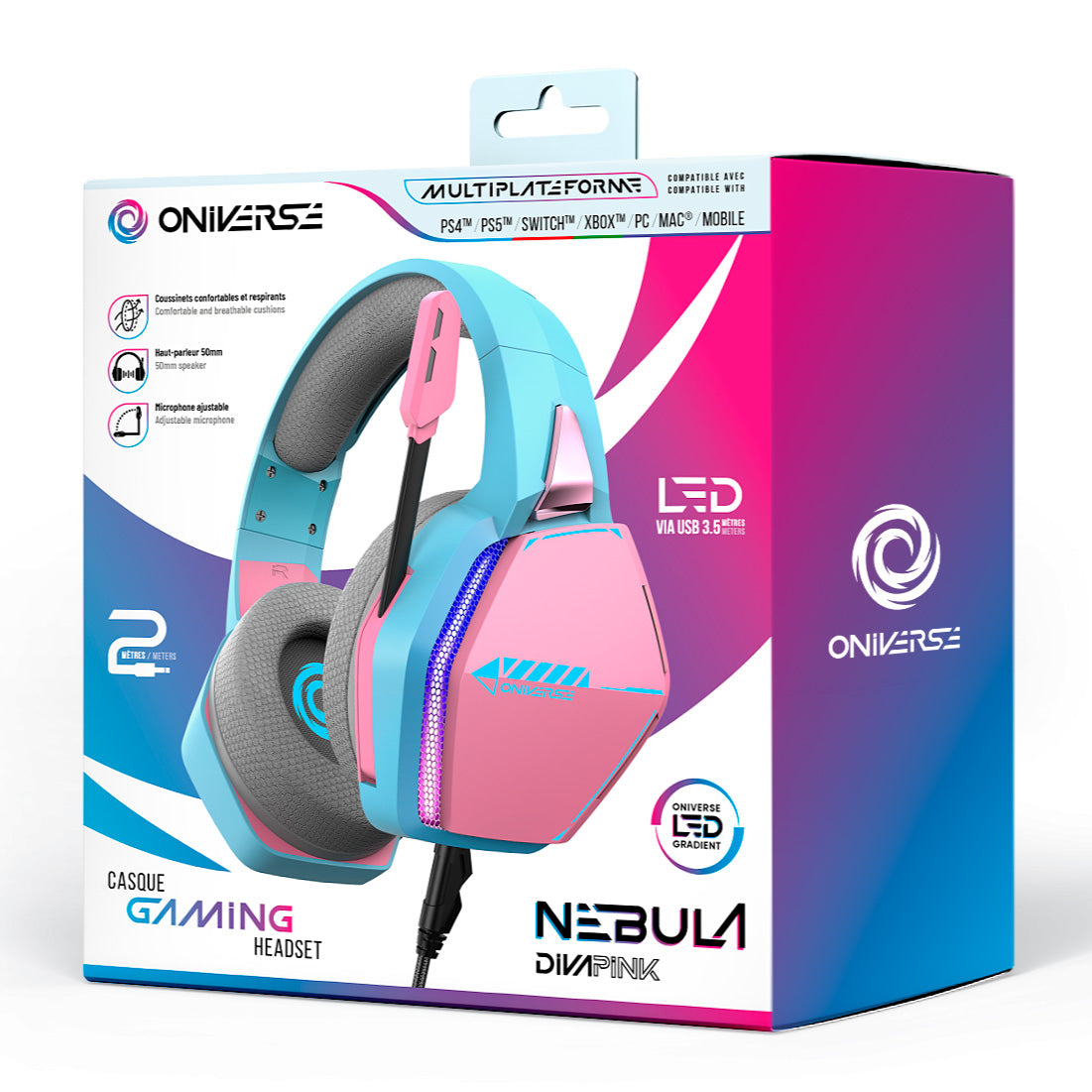 ONIVERSE Nebula Gaming Headset – Diva Pink