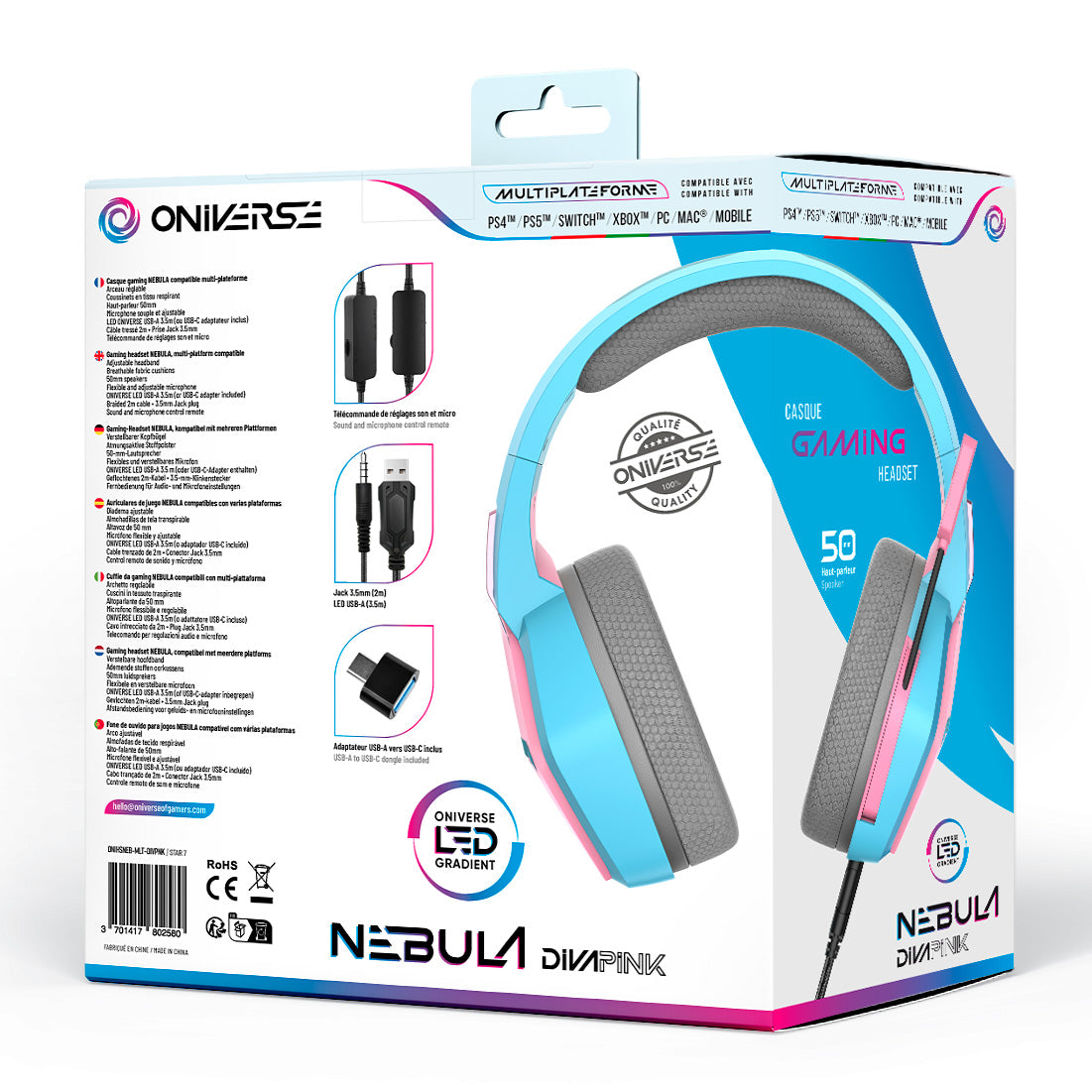 ONIVERSE Nebula Gaming Headset – Diva Pink
