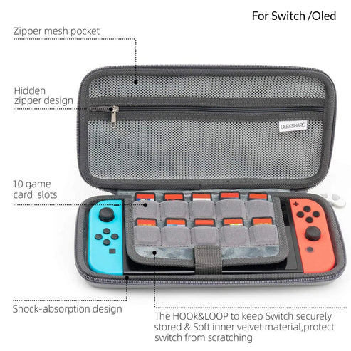 Nintendo Switch og OLED lyserødt etui med katteører