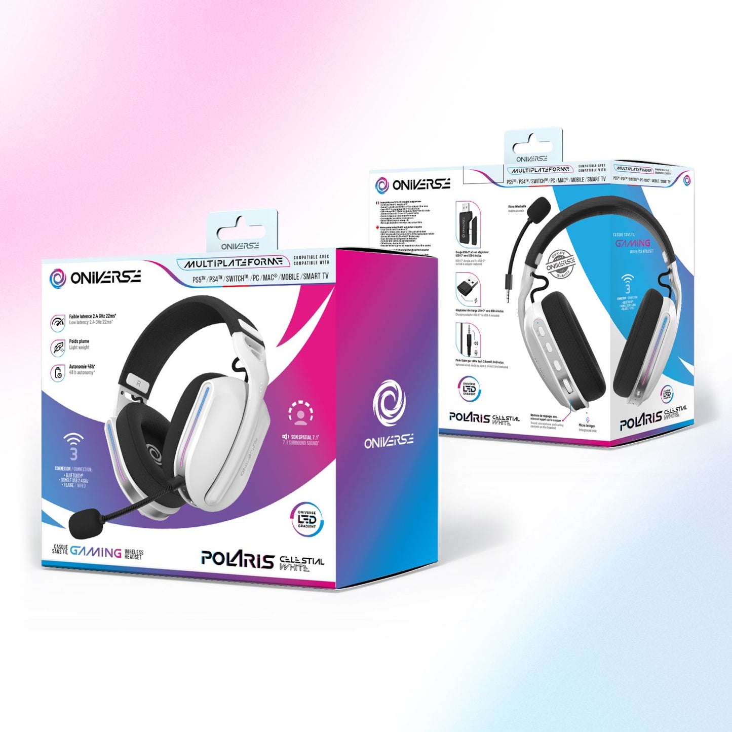ONIVERSE Polaris Wireless Gaming Headset – Celestial White