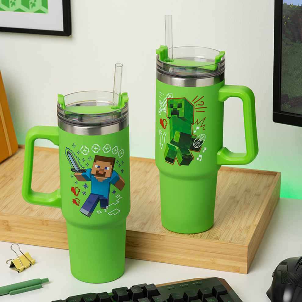 Minecraft grøn termokrus med hank 900ml