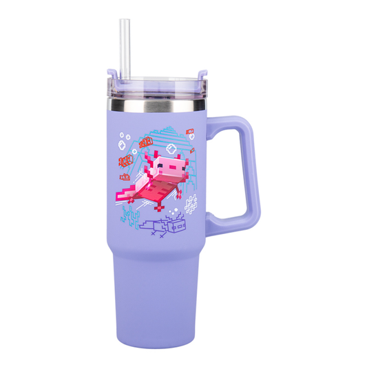 Purple Minecraft Tumbler with Handle 900ml