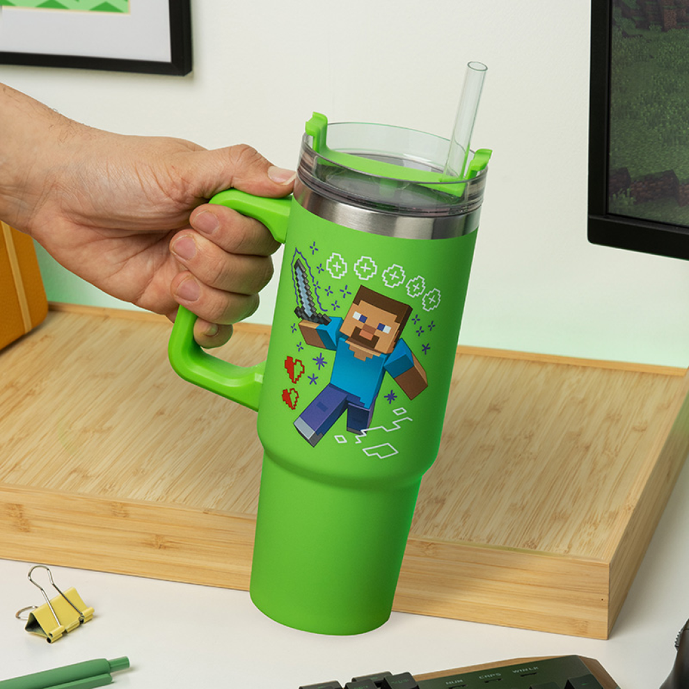 Minecraft grøn termokrus med hank 900ml