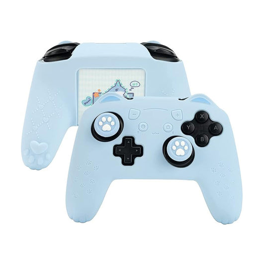 Nintendo Switch Pro Controller Blå Silikone Skin med Katteører