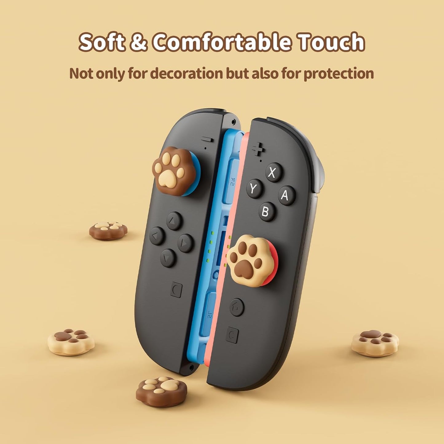 Brune kattepoter - 4 pak Thumb Grips til Nintendo Switch 2
