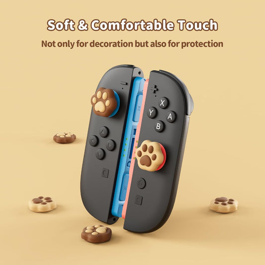 Brune kattepoter - 4 pak Thumb Grips til Nintendo Switch 2