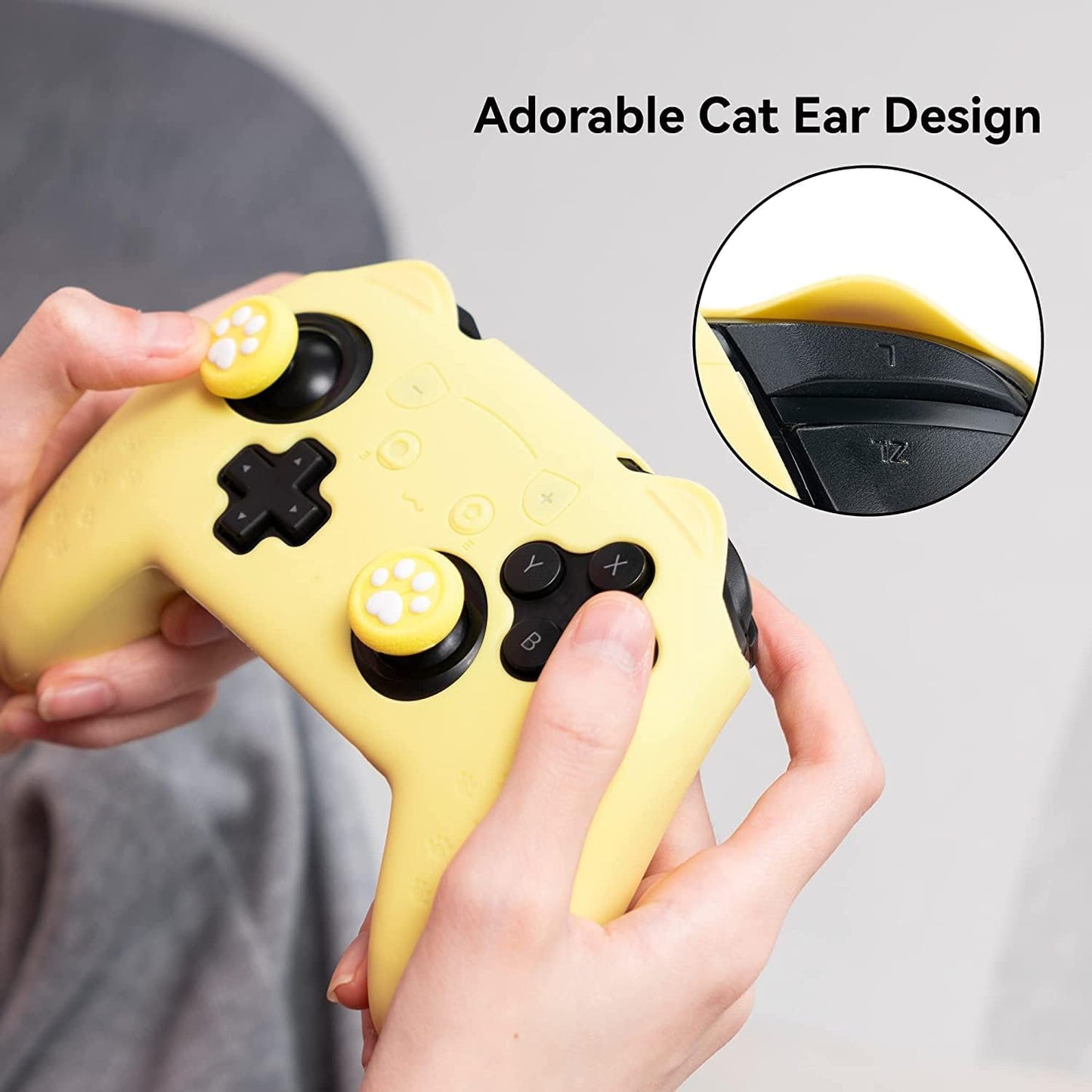 Nintendo Switch Pro Controller Gul Silikone Skin med Katteører