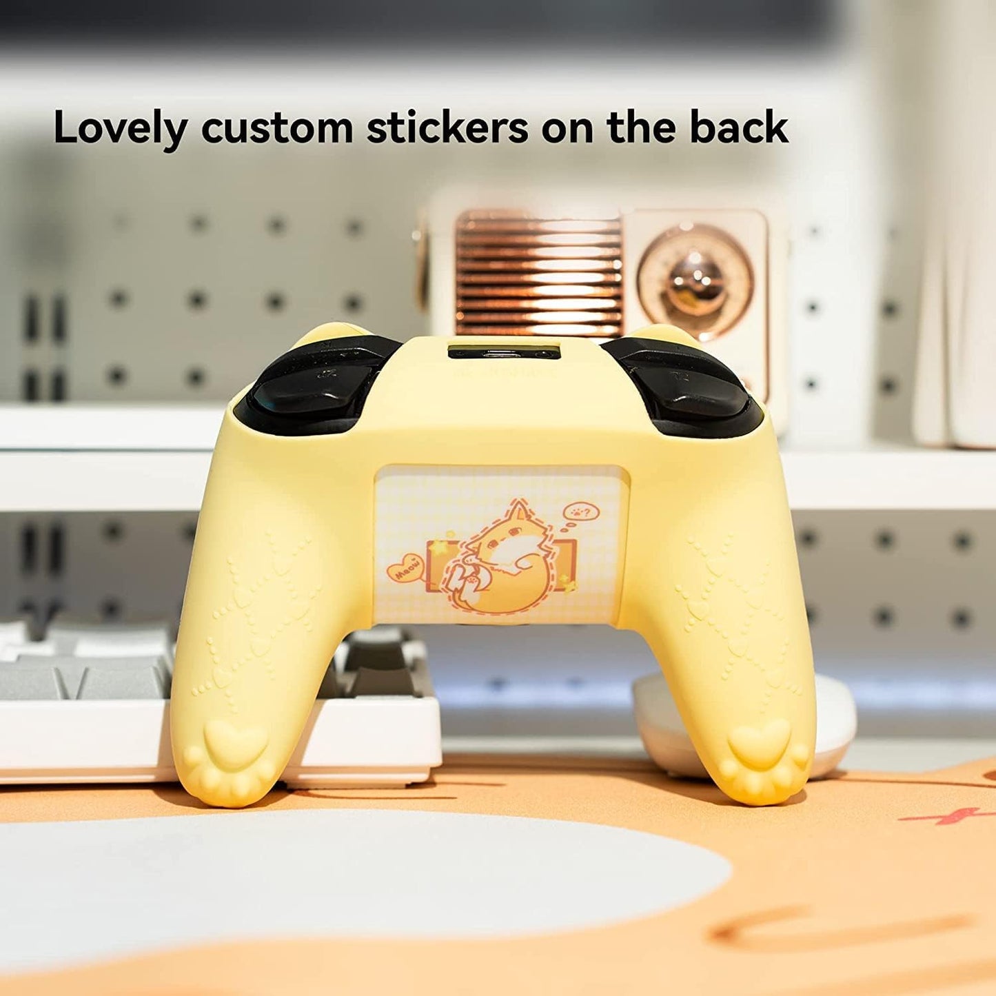 Nintendo Switch Pro Controller Gul Silikone Skin med Katteører