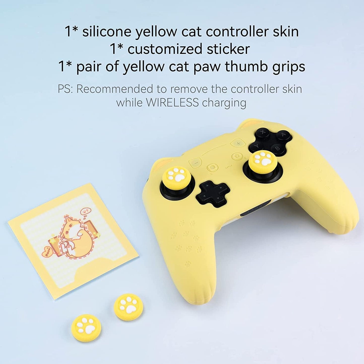 Nintendo Switch Pro Controller Gul Silikone Skin med Katteører