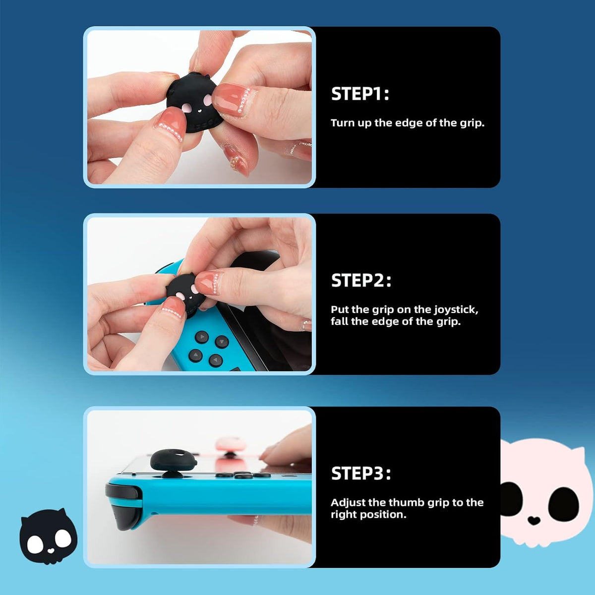 Sweetheart Skull White - 4 pak Thumb Grips til Nintendo Switch 1