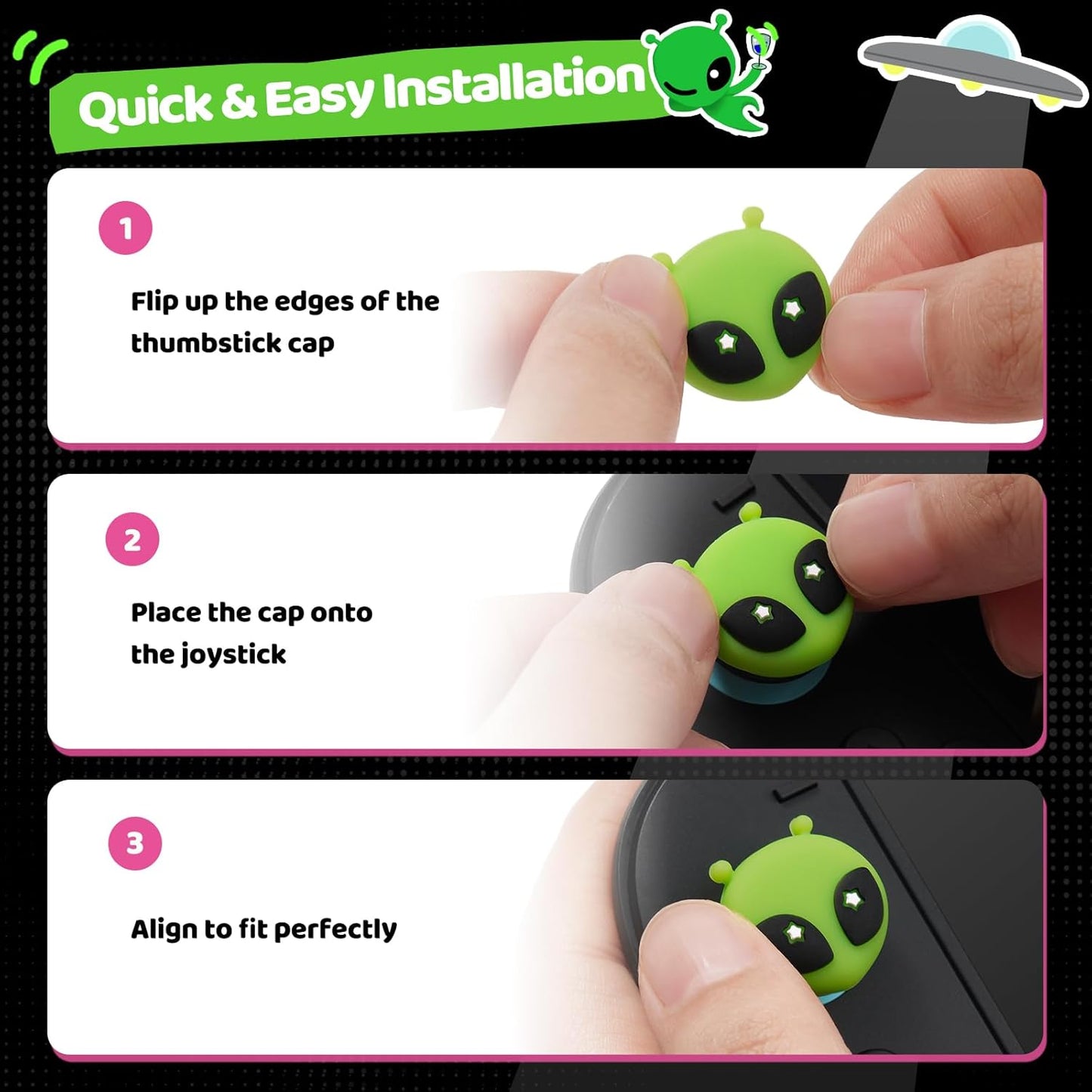 Green Aliens - 4-pack Thumb Grips for Nintendo Switch 2