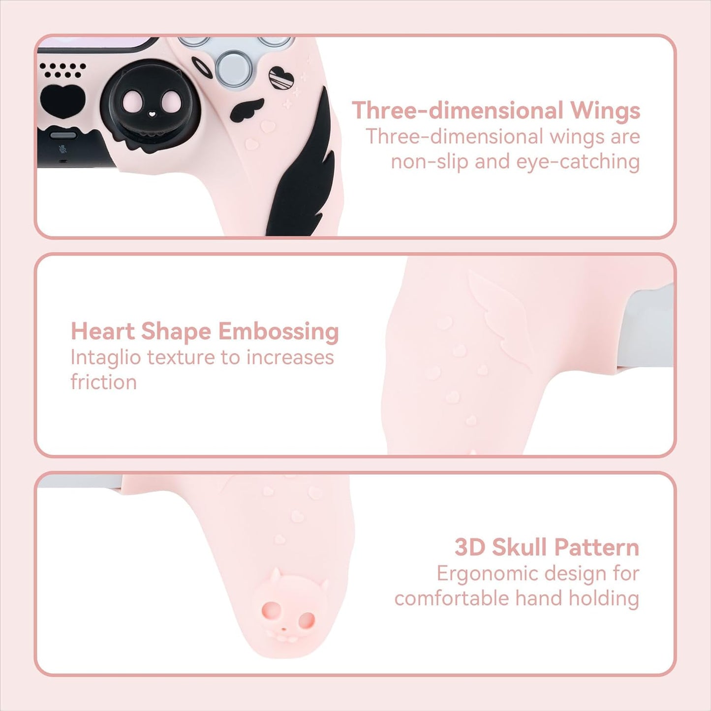 PS5 Controller Sweetheart Skull Silikone Skin i Lyserød