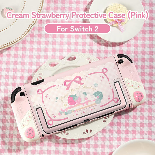 Nintendo Switch 2 Cream Strawberry silikoneskin pink