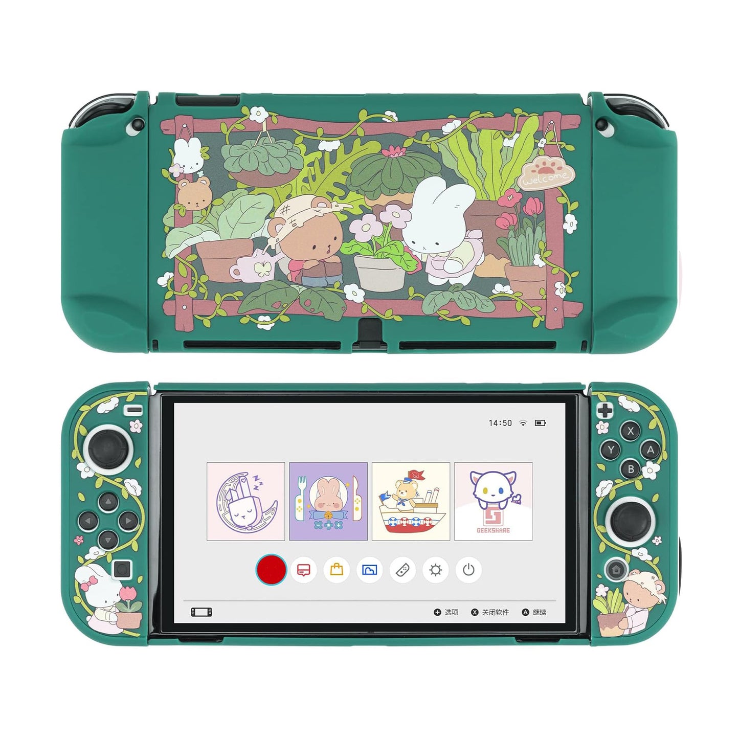 Nintendo Switch OLED Bunny Garden silikoneskin