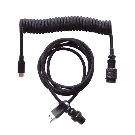 GX16 Coiled Aviator Keyboard Cable – USB-C | Sort