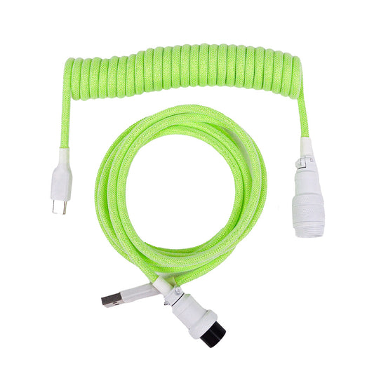 GX16 Coiled Aviator Keyboard Cable – USB-C | Lime green