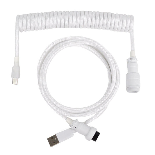 GX16 Coiled Aviator Keyboard Cable – USB-C | White