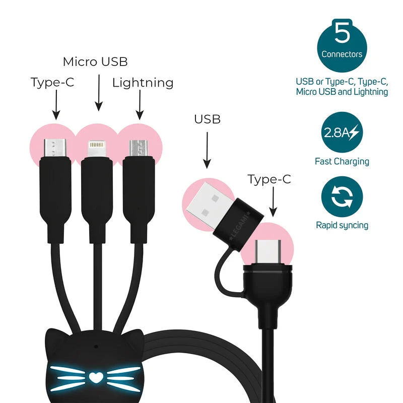 3-i-1 synkroniserings- og ladekabel - Three Hugs