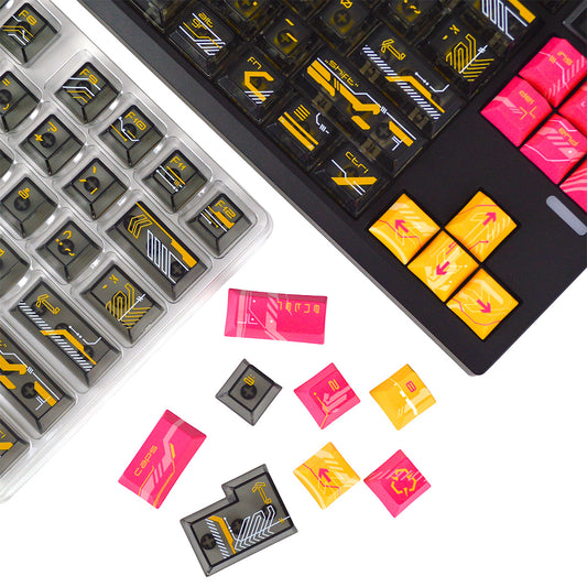 Cyberpunk Orange and Pink | Appaz keycap set | Danish, Norwegian, Swedish, and Finnish