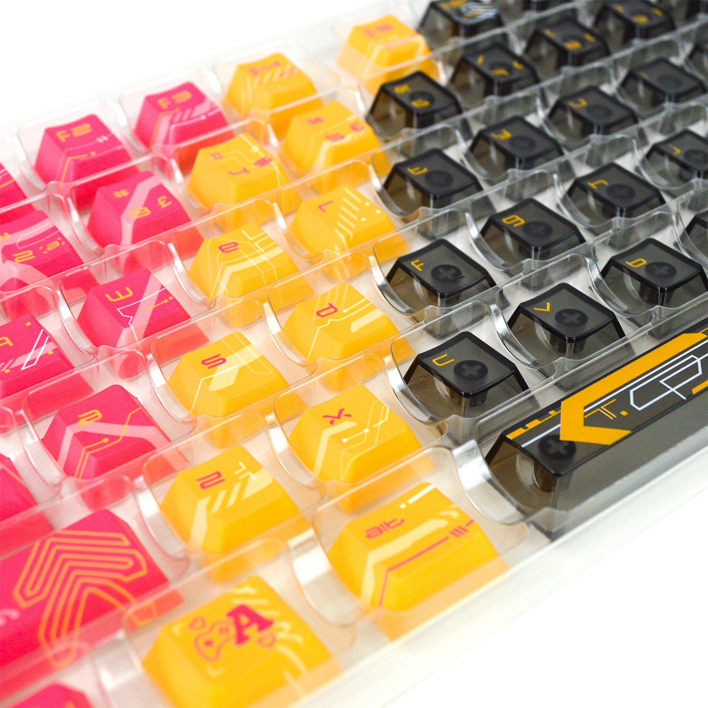Cyberpunk Orange and Pink | Appaz keycap set | Danish, Norwegian, Swedish, and Finnish