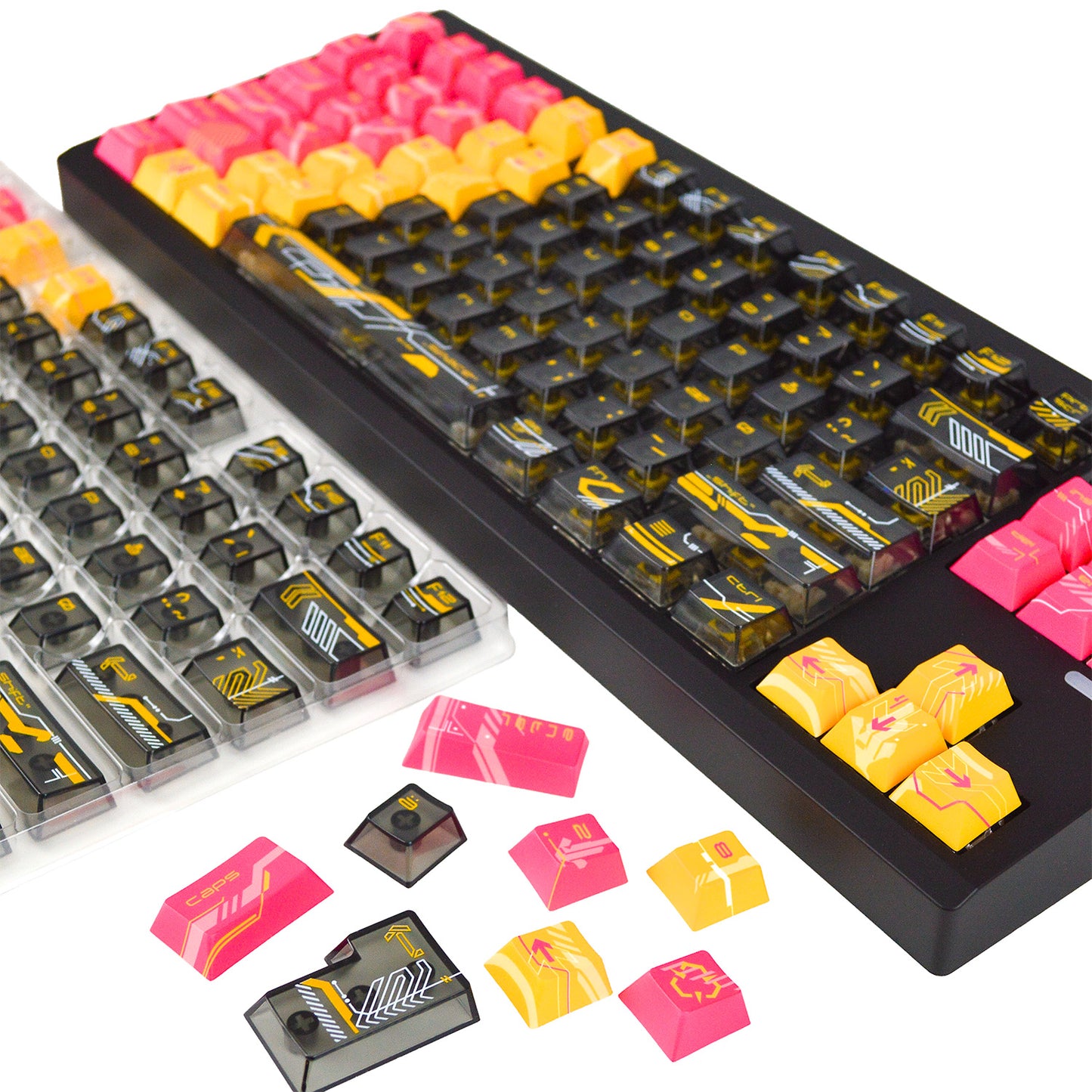 Cyberpunk Orange and Pink | Appaz keycap set | Danish, Norwegian, Swedish, and Finnish