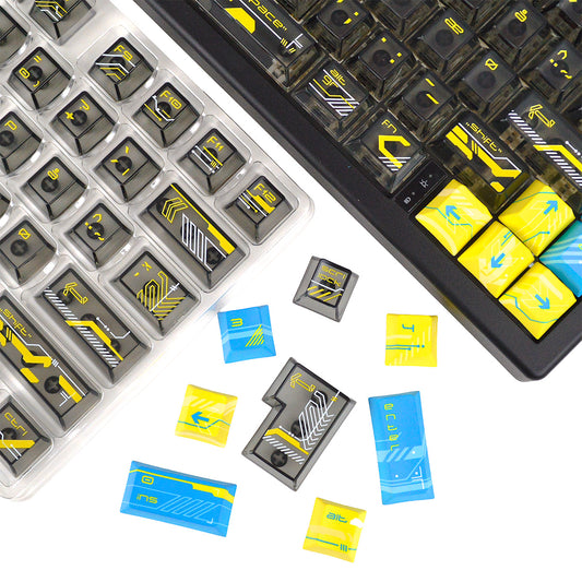 Cyberpunk Blue and Yellow | Appaz keycap set | Danish, Norwegian, Swedish, and Finnish
