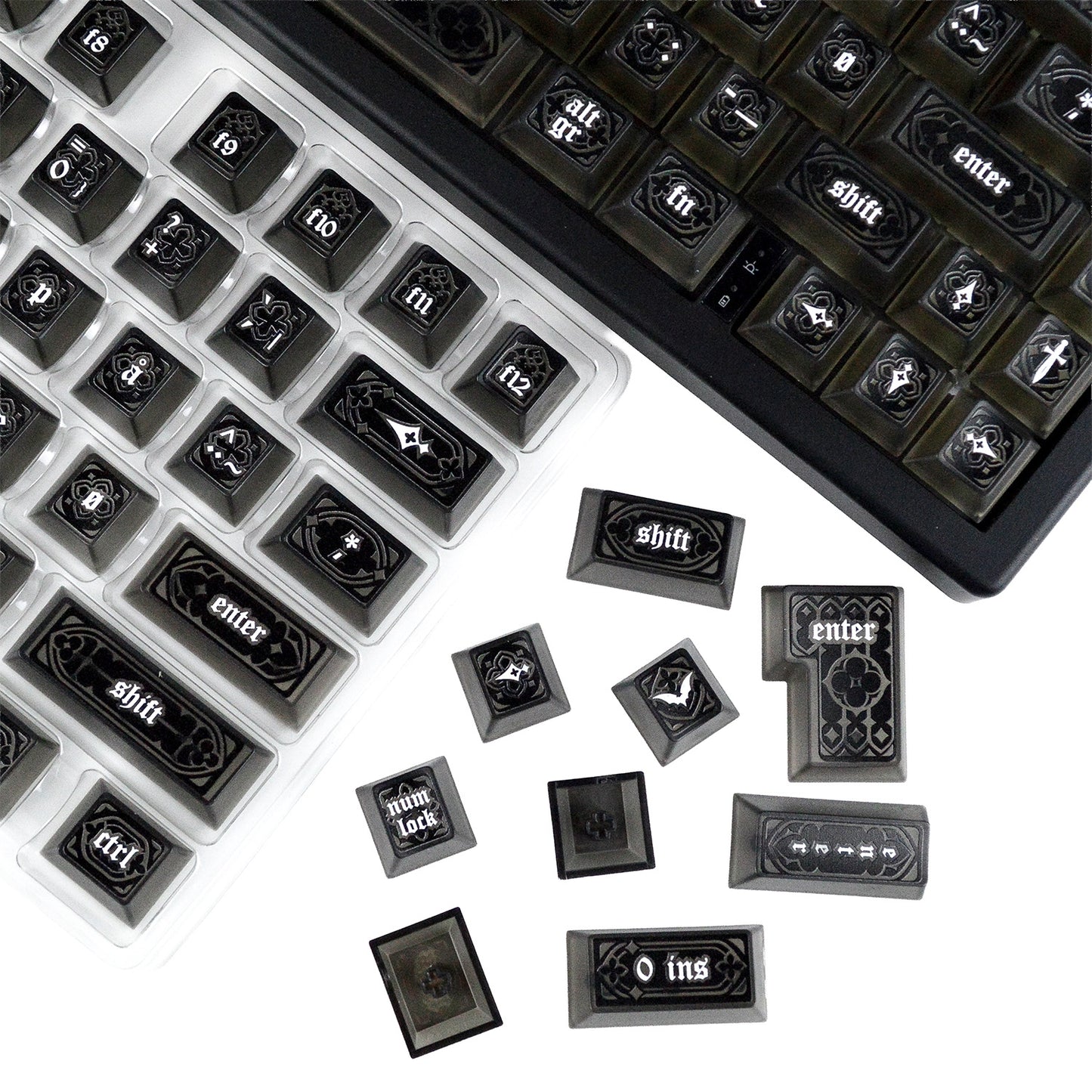 Gohtic Obsidian Black | Appaz keycap set | Danish, Norwegian and Swedish