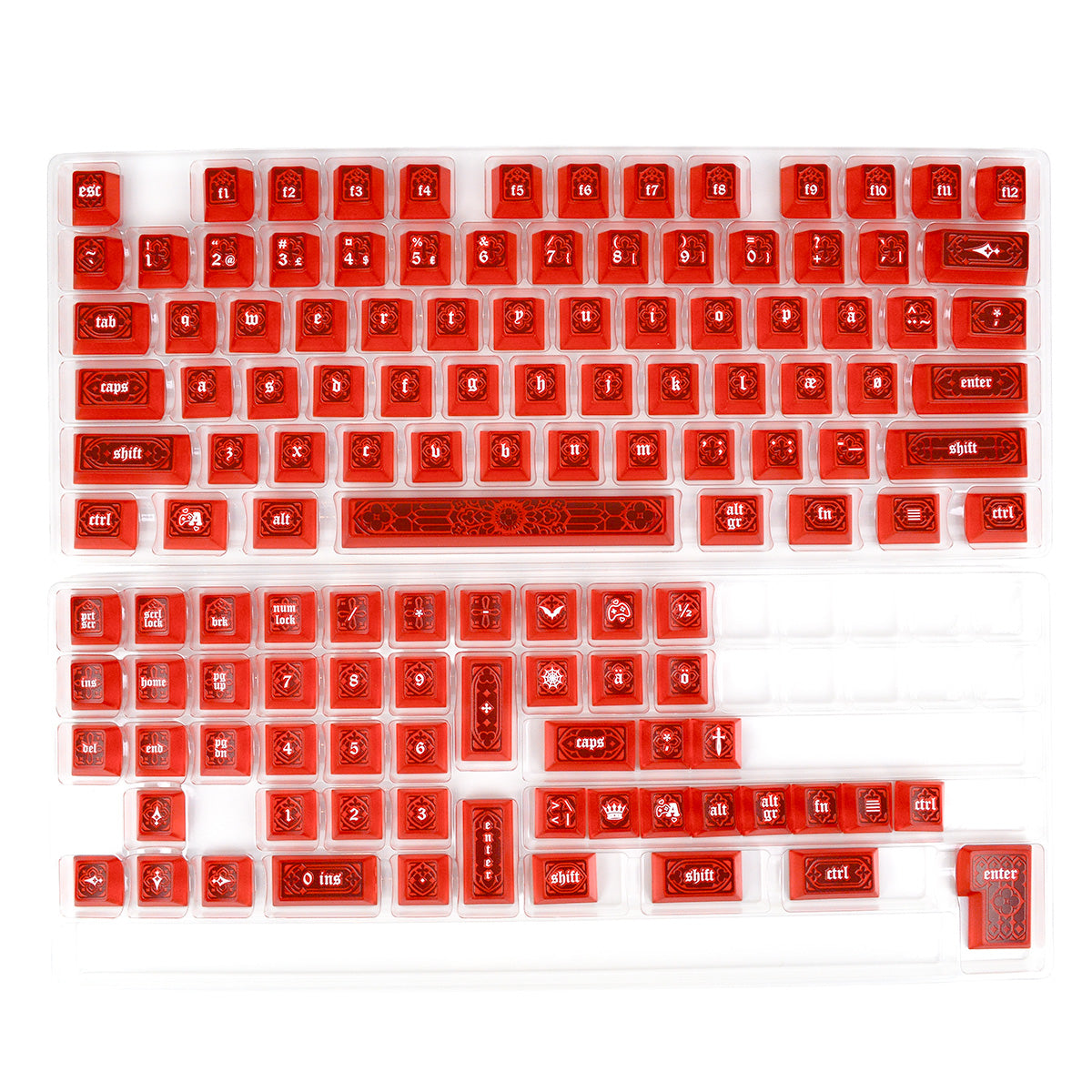 Gothic Ruby Red | Appaz keycap set | Danish, Norwegian, Swedish and Finnish