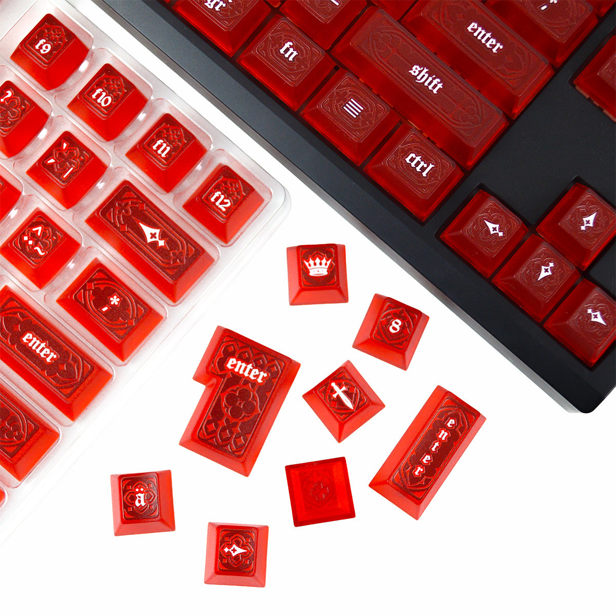 Gothic Ruby Red | Appaz keycap set | Danish, Norwegian, Swedish and Finnish