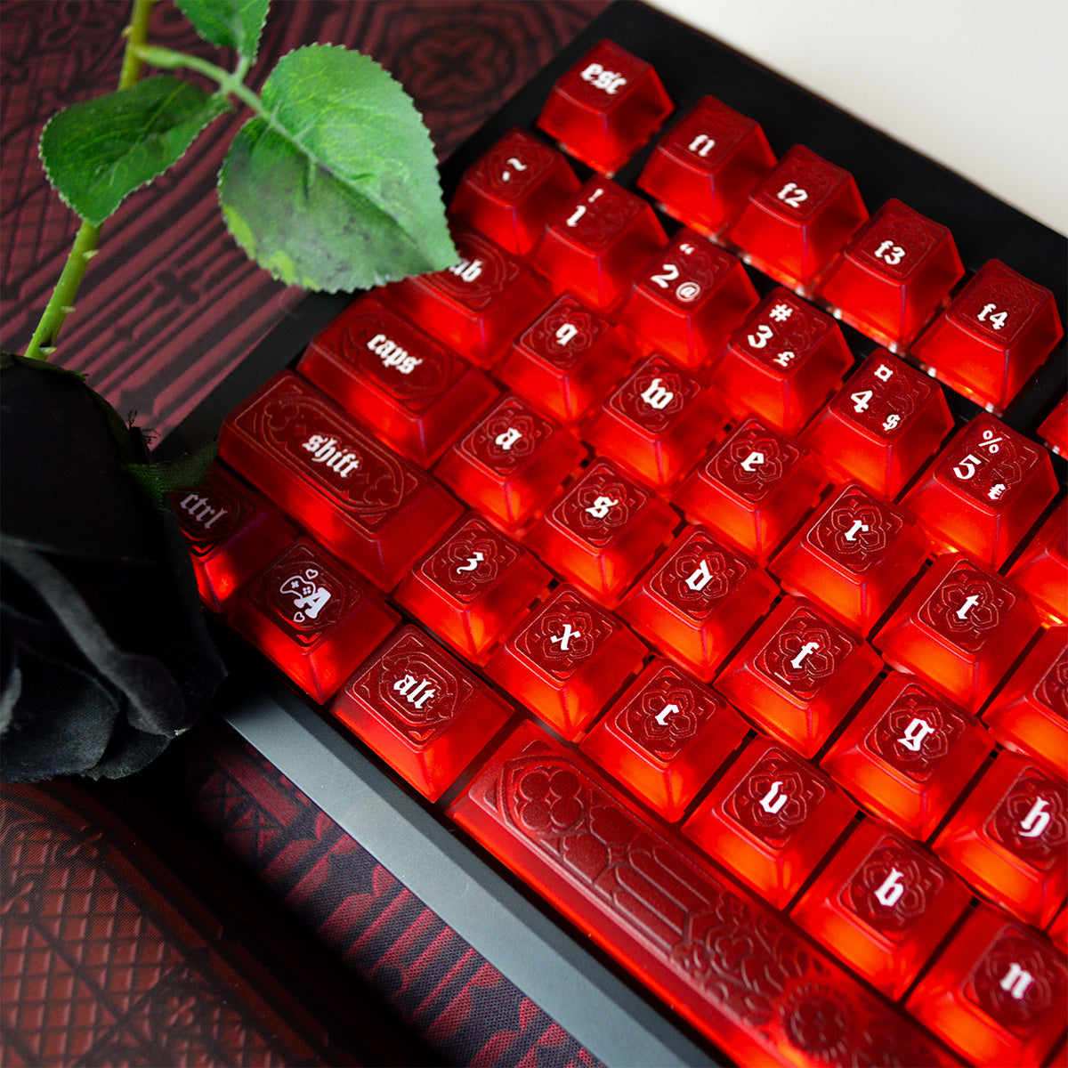 Gothic Ruby Red | Appaz keycap set | Danish, Norwegian, Swedish and Finnish