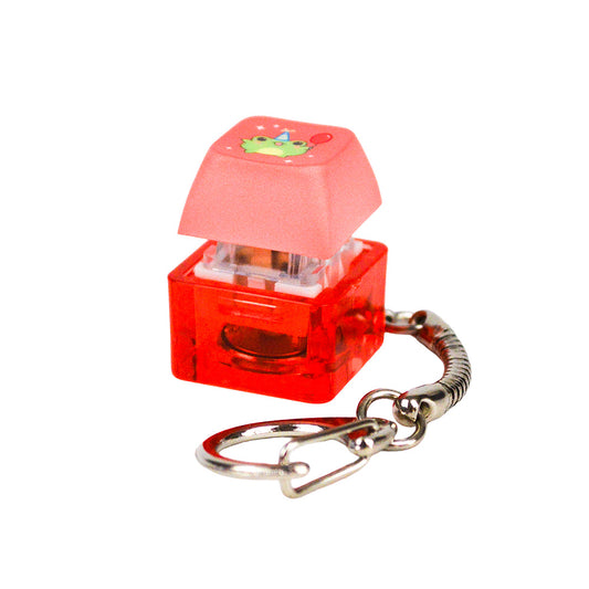 Rød keycap clicker fidget nøglering med lys