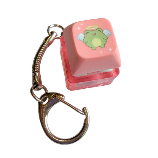 Lyserød keycap clicker fidget nøglering med lys