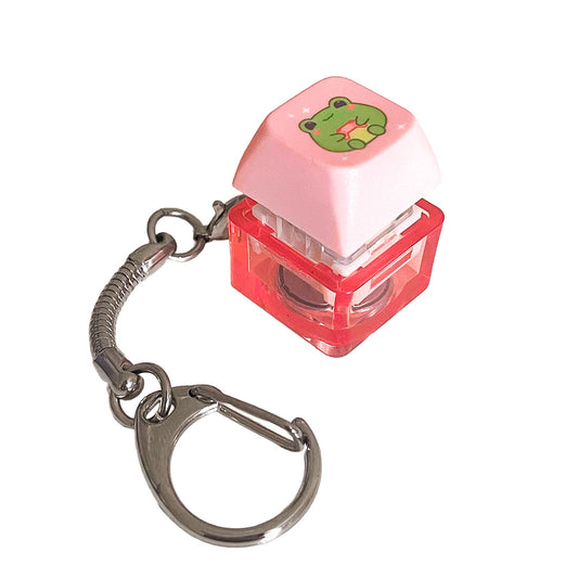 Lyserød keycap clicker fidget nøglering med lys
