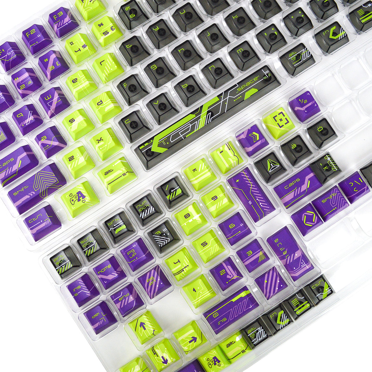 Neon Glitch | Appaz keycap sæt | Dansk, norsk, svensk og finsk