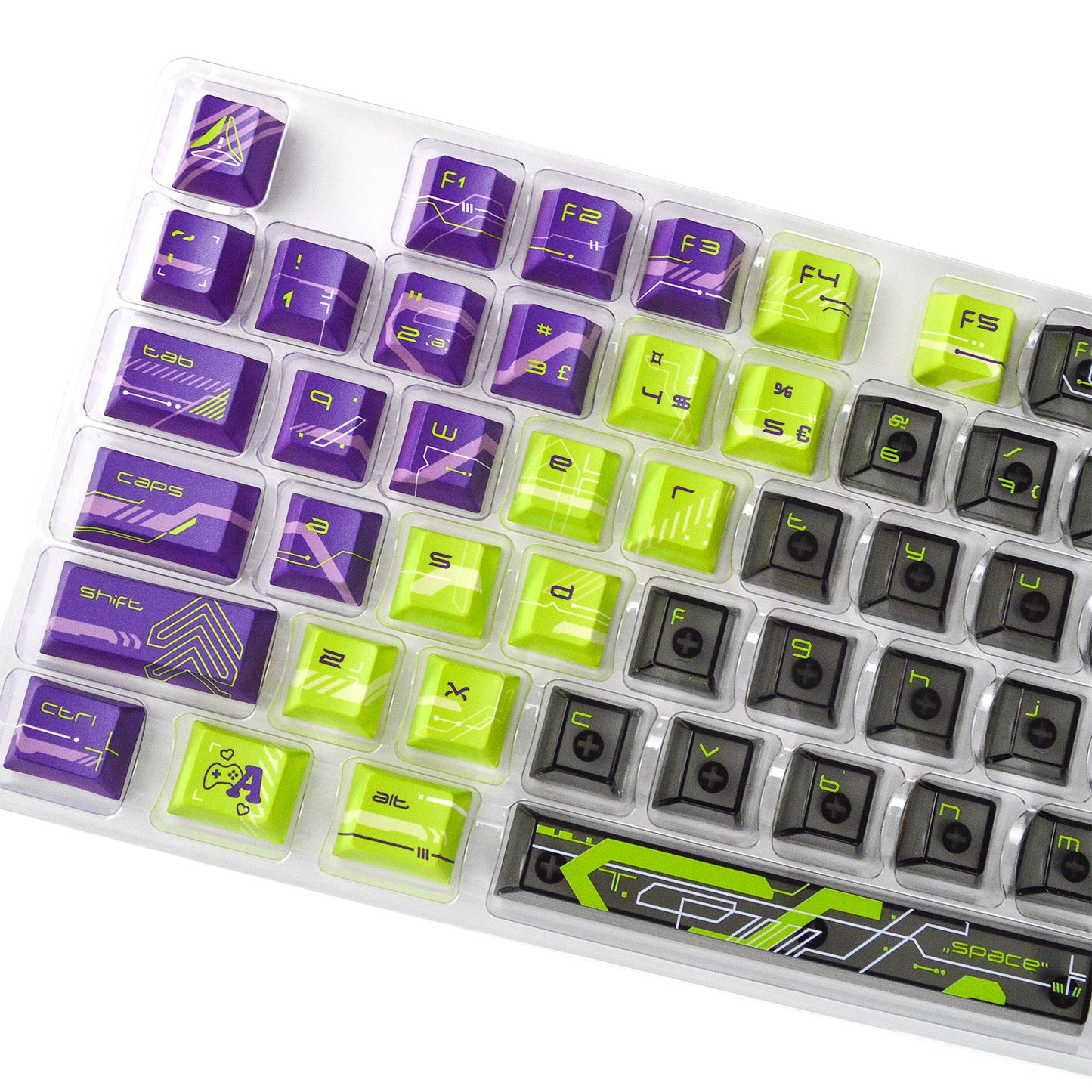 Neon Glitch | Appaz keycap sæt | Dansk, norsk, svensk og finsk