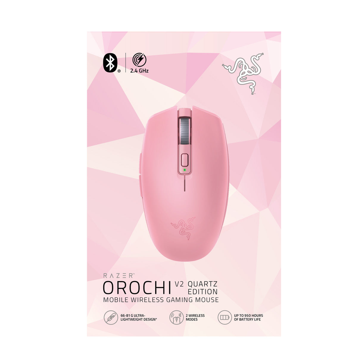 Razer Orochi V2 Quartz Pink – Let trådløs gamingmus med lang