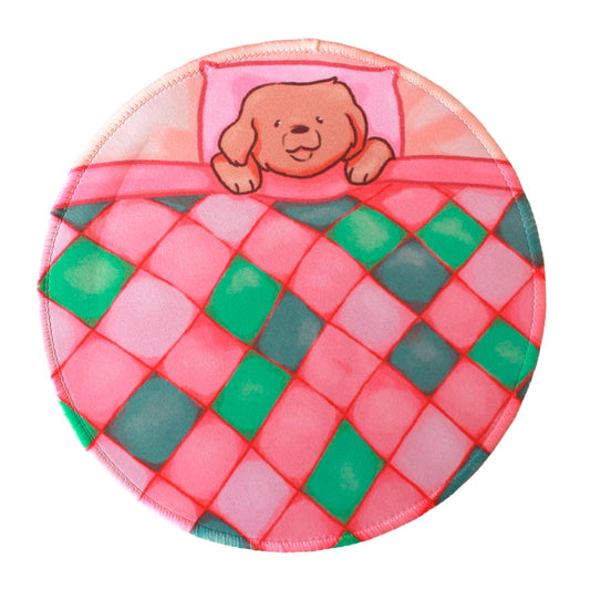 Round mouse pad with dog under the blanket
