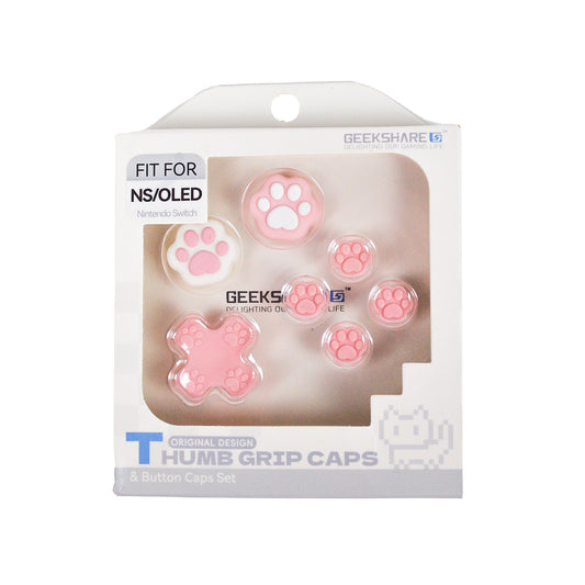 Kattepoter med mini button caps - 4 pak Thumb Grips til Nintendo Switch 1