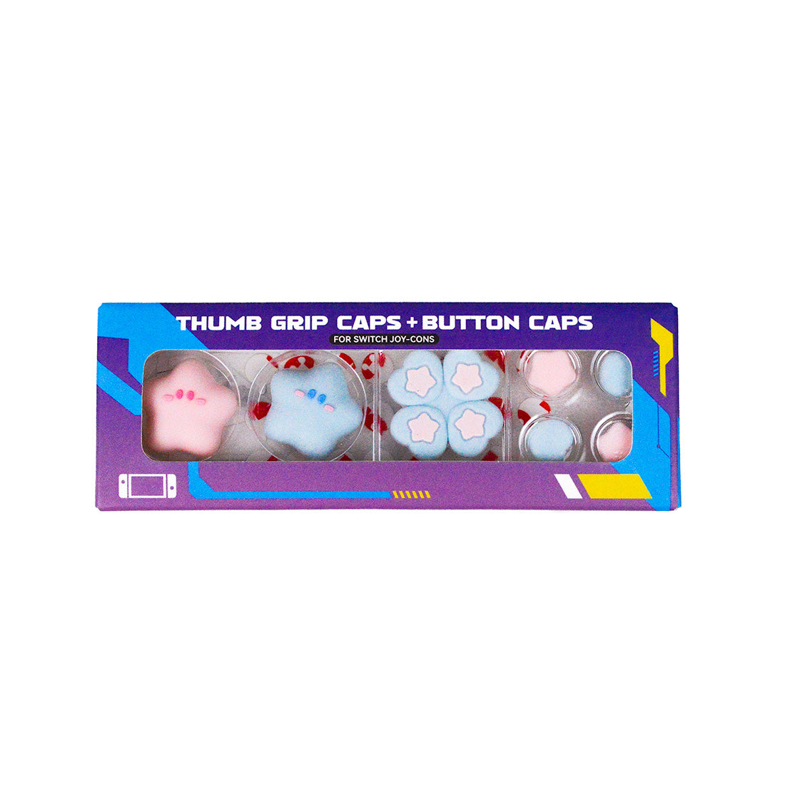 Pastel stjerner med mini button caps - 4 pak Thumb Grips til Nintendo Switch 1